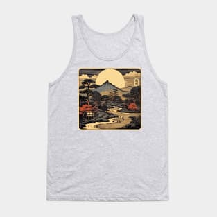 Traditional Japanese Mountain Woodcut Tank Top